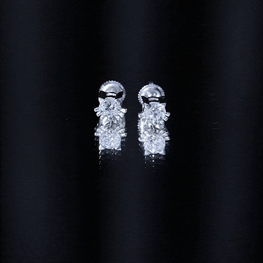 1 CT Solitaire Moissanite Cat Stud Earrings with Screw Back