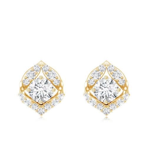 0.6 Carat Moissanite Petal Stud Earrings with Screw Back