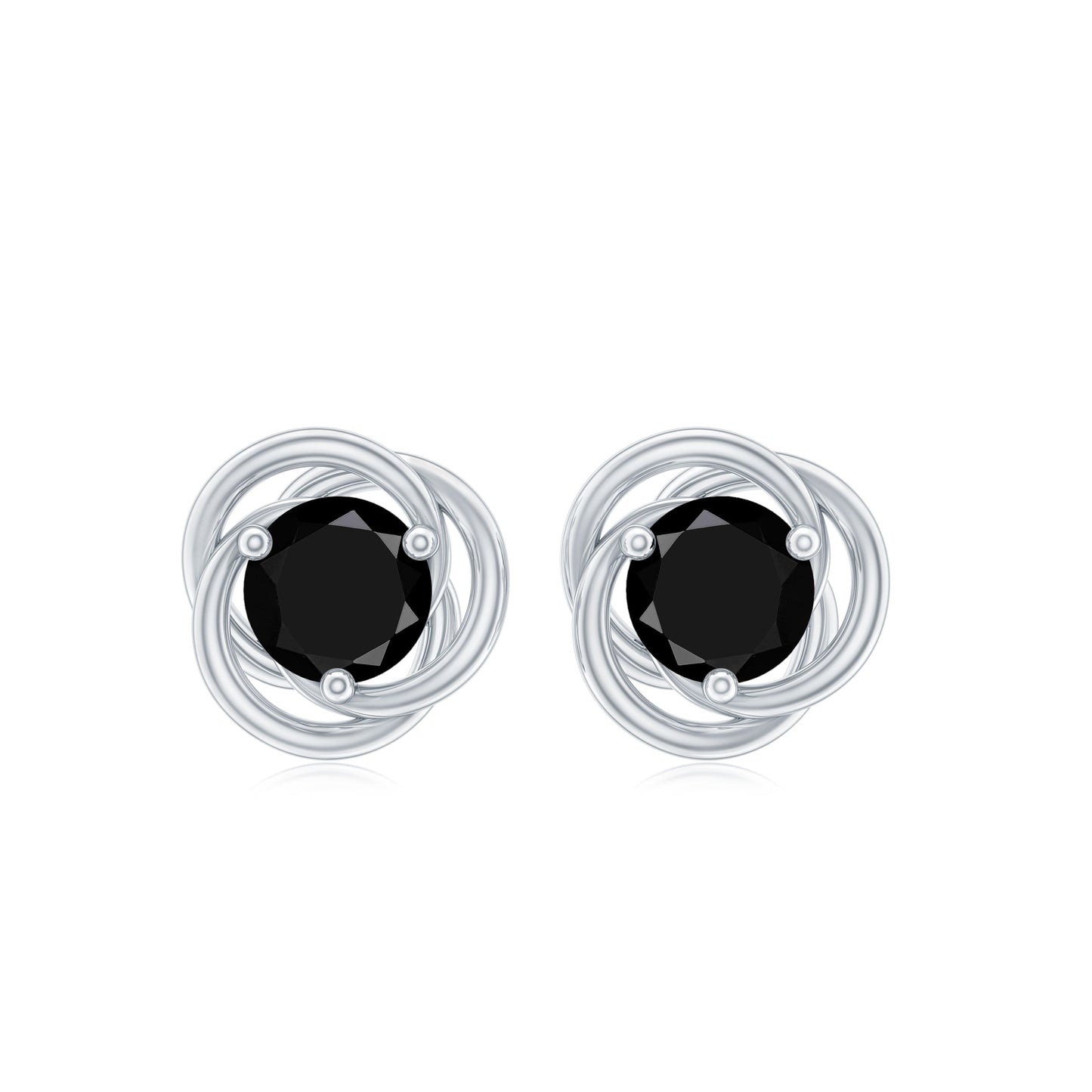 0.9 Carat Solitaire Black Onyx Swirl Stud Earrings