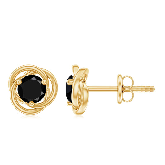 0.9 Carat Solitaire Black Onyx Swirl Stud Earrings