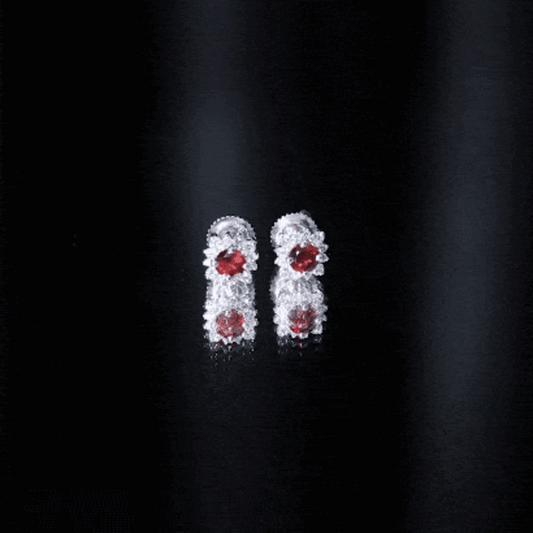 0.6 Carat Garnet Classic Stud Earrings with Diamond Halo