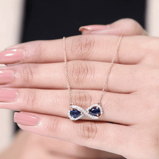 Lab Grown Blue Sapphire Infinity Necklace With Diamond Accent
