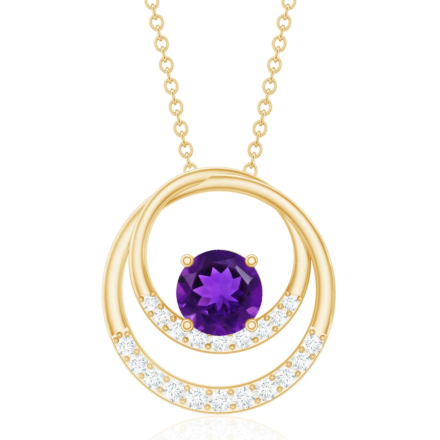 Natural 1.2 Carat Amethyst Eternity Necklace with Diamond