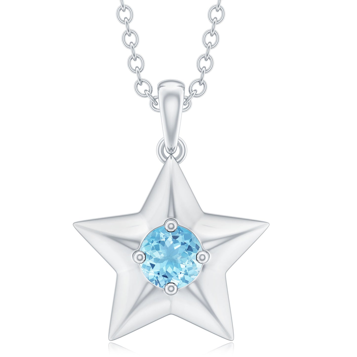 Natural Aquamarine Star of David Necklace for Women
