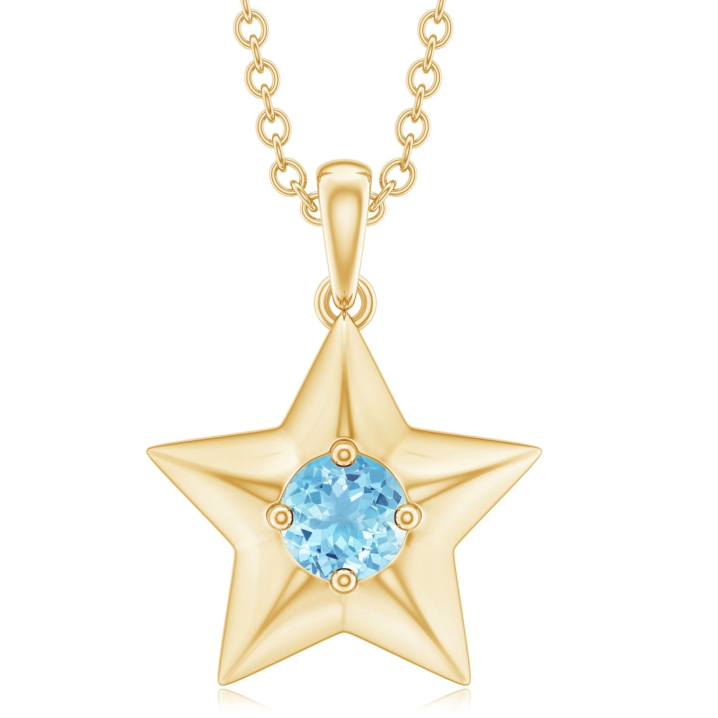 Natural Aquamarine Star of David Necklace for Women