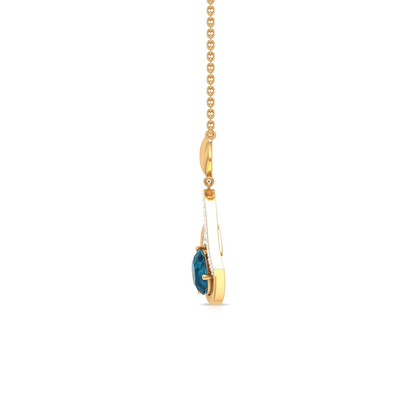 1.3 Carat London Blue Topaz and Diamond Heart Drop Pendant