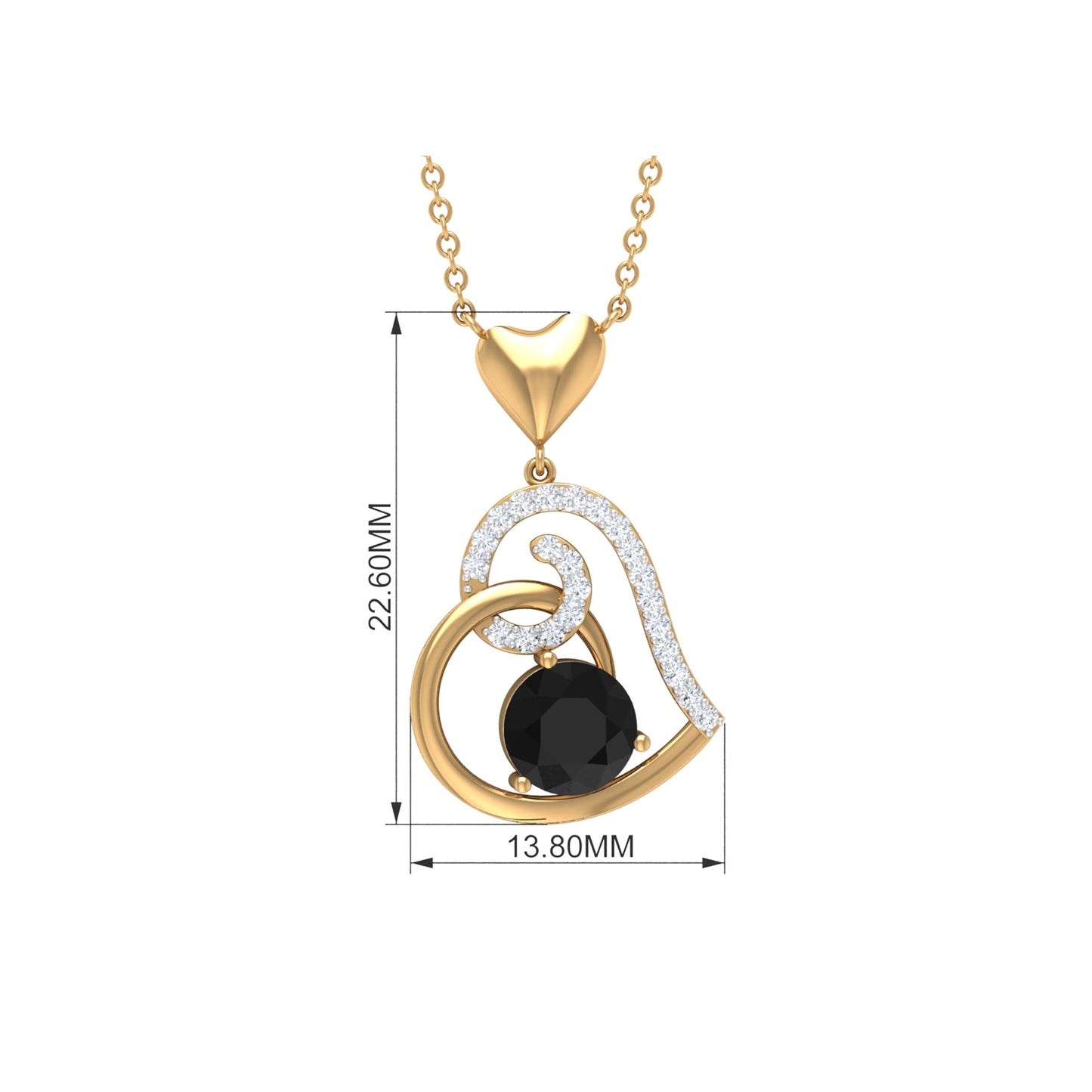 2 Carat Black Onyx and Diamond Heart Drop Pendant