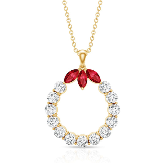 Lab Created Ruby and Moissanite Eternity Pendant Necklace