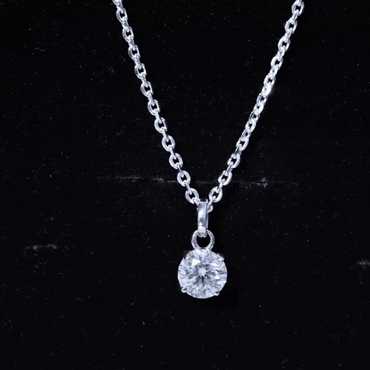 1.36 Carat Round Moissanite Solitaire Pendant Necklace in Prong Setting