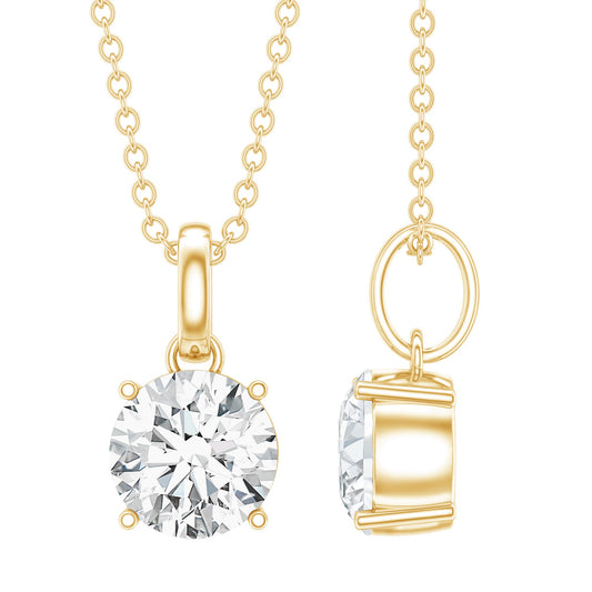 1.36 Carat Round Moissanite Solitaire Pendant Necklace in Prong Setting