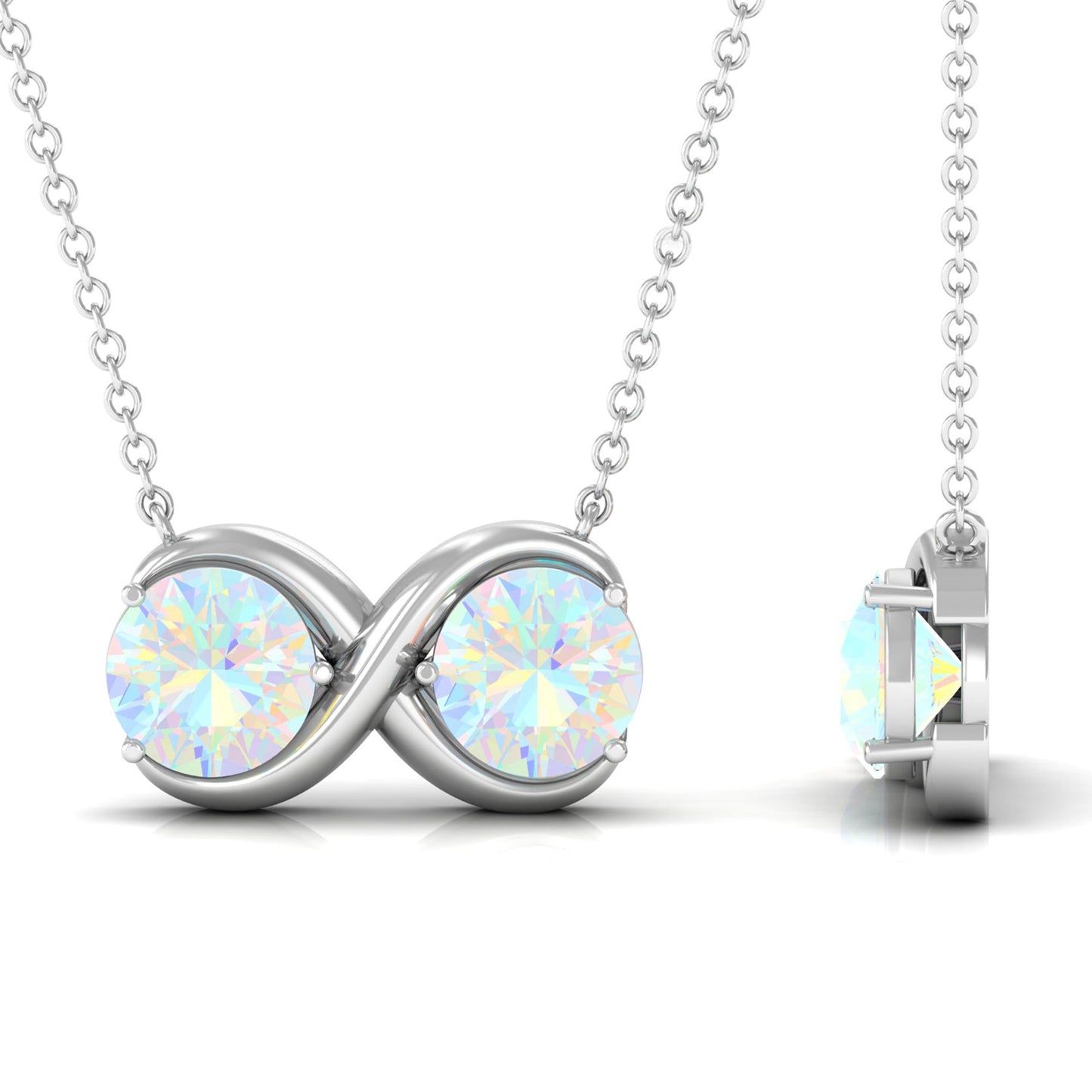 Real Ethiopian Opal 2 Stone Infinity Necklace for Women
