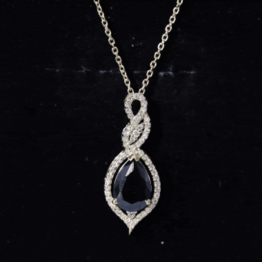 1.75 Carat Pear Shape Black Spinel Statement Necklace with Moissanites
