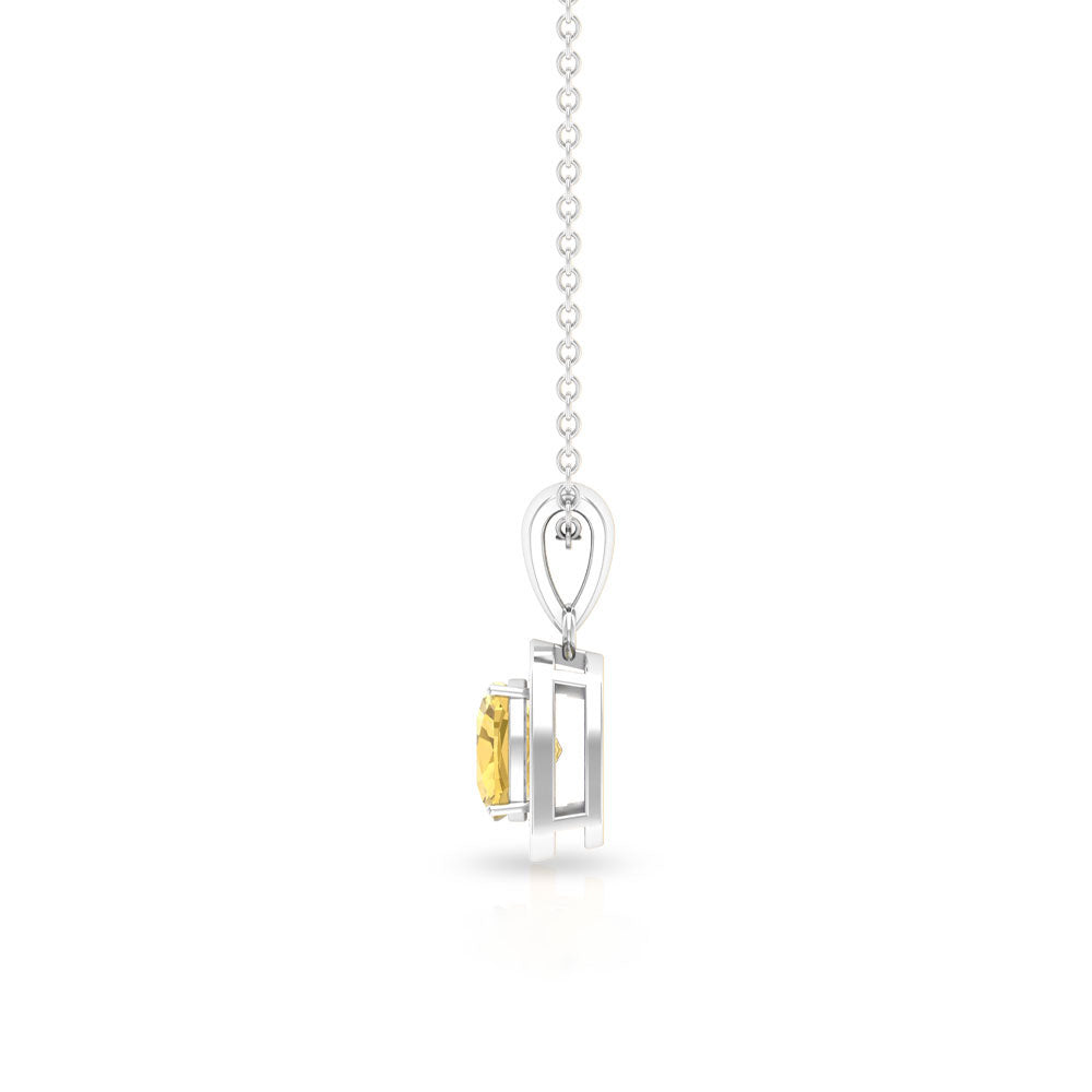 Genuine 2.2 Carat Cushion Cut Citrine and Diamond Necklace with Certificate
