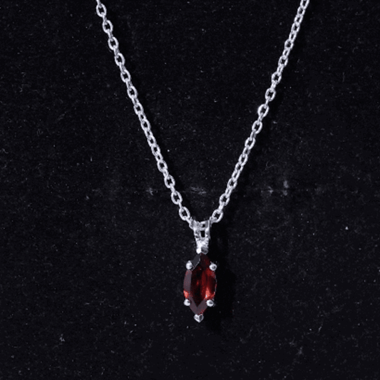 0.75 Carat Marquise Cut Garnet Solitaire Necklace With Chain