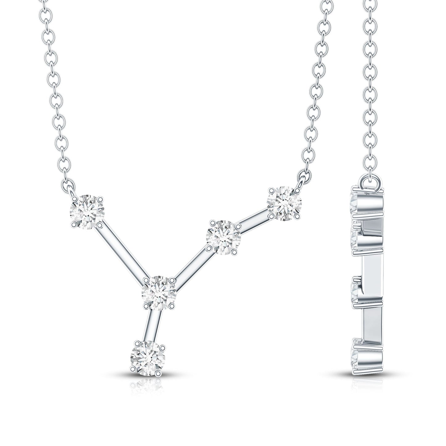 Natural Diamond Zodiac Cancer Constellation Necklace for Women