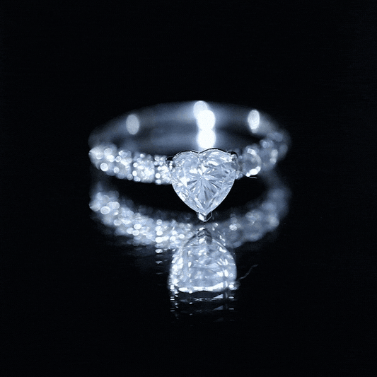 Heart Shape Moissanite Solitaire Engagement Ring With Side Stones