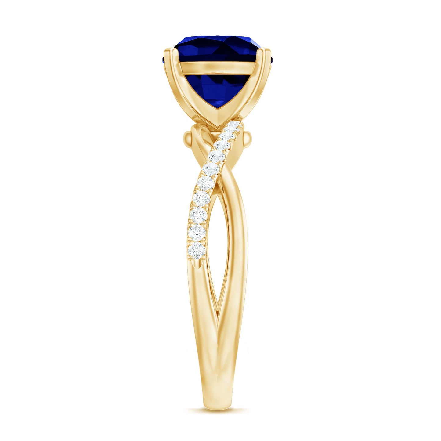 Certified 2.7 Carat Cushion Cut Lab Grown Blue Sapphire Engagement Ring with Diamond