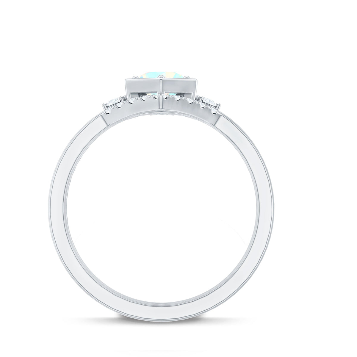 Vintage Inspired 0.5 Carat Opalescent Diamond Wedding Engagement Ring Set of 3