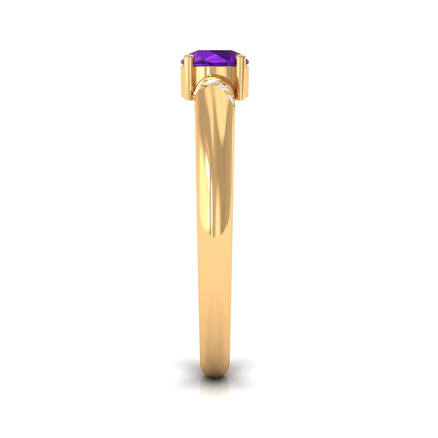 Natural Amethyst Promise Ring with Diamond for Women