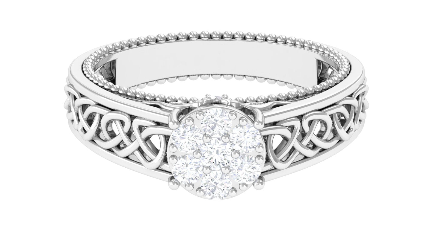 Illusion Real Diamond Celtic Knot Band Ring for Women