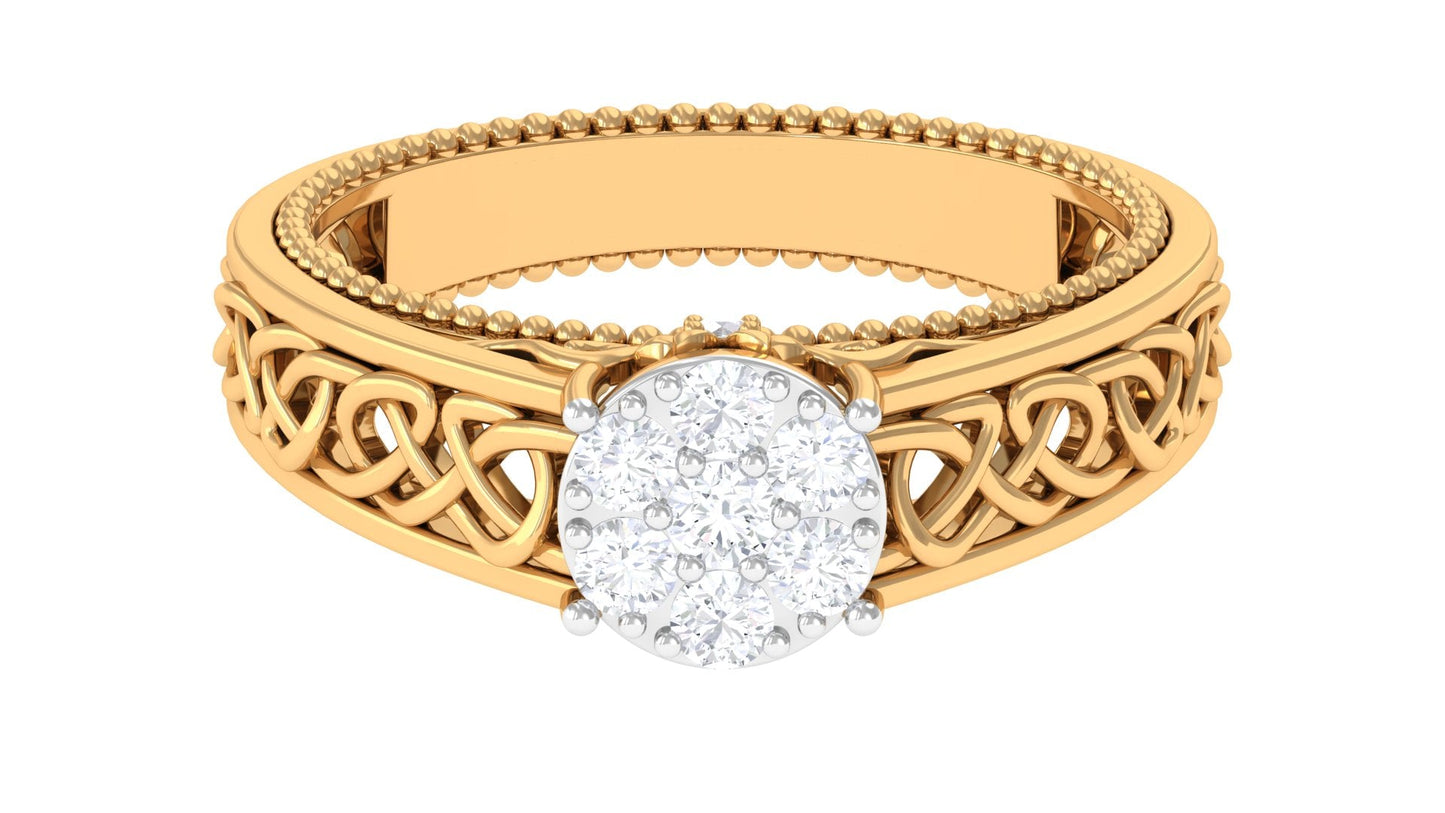 Illusion Real Diamond Celtic Knot Band Ring for Women