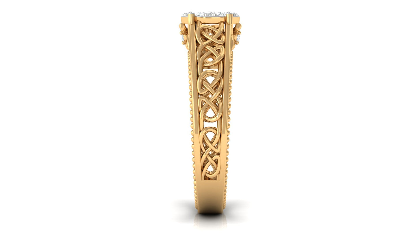 Illusion Real Diamond Celtic Knot Band Ring for Women