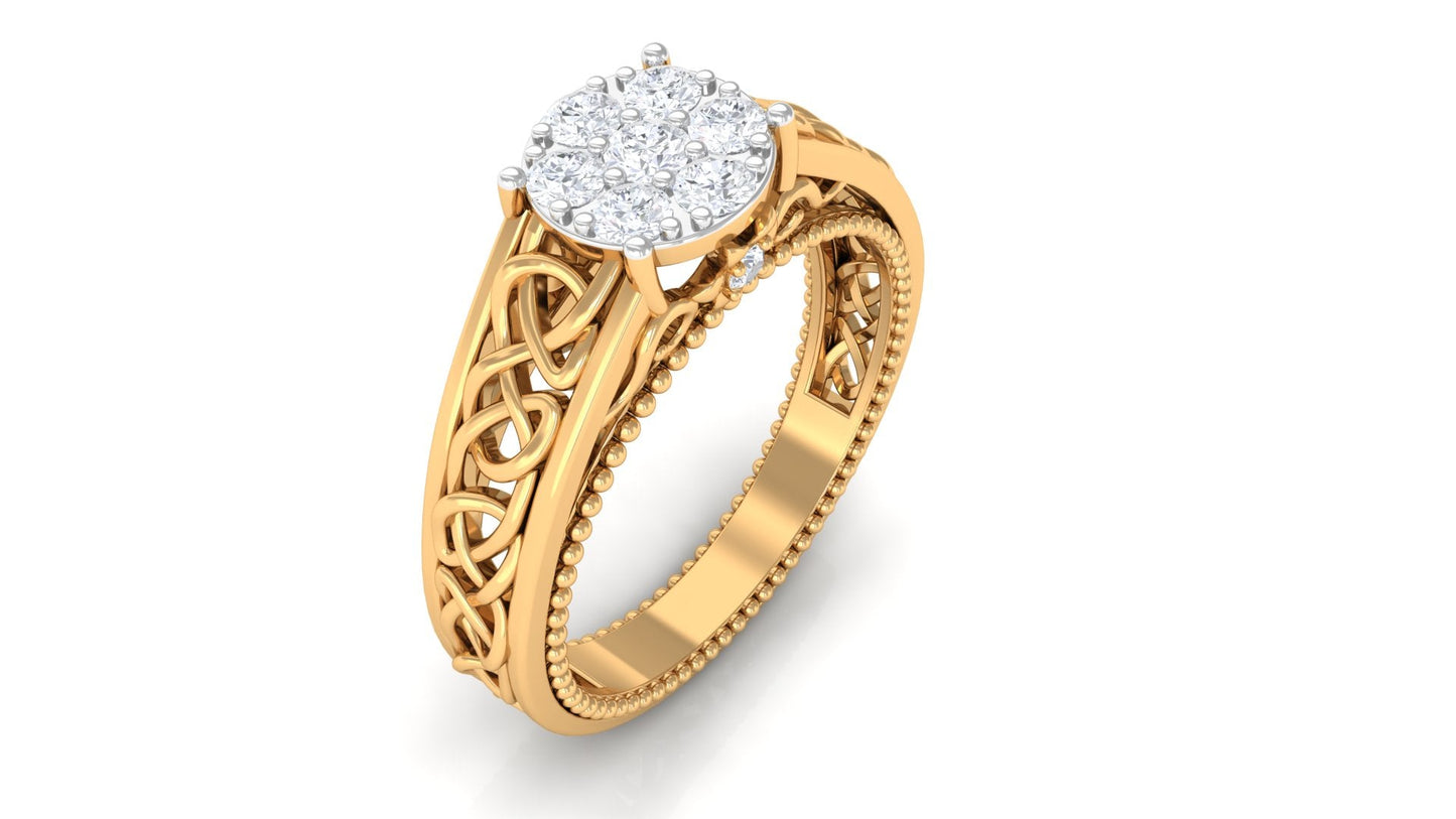 Illusion Real Diamond Celtic Knot Band Ring for Women