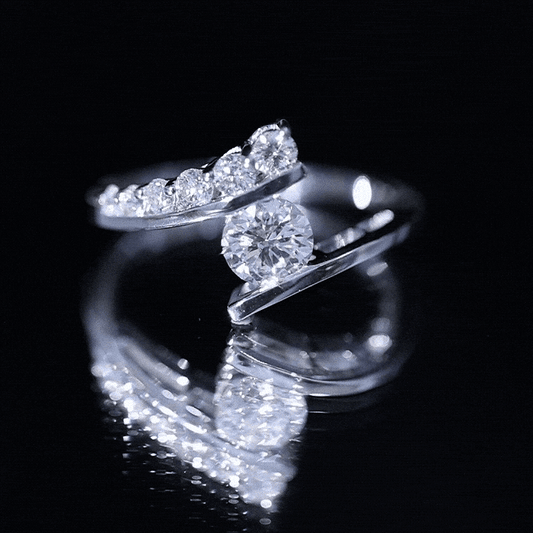 0.9 Carat Certified Round Moissanite Bypass Engagement Ring