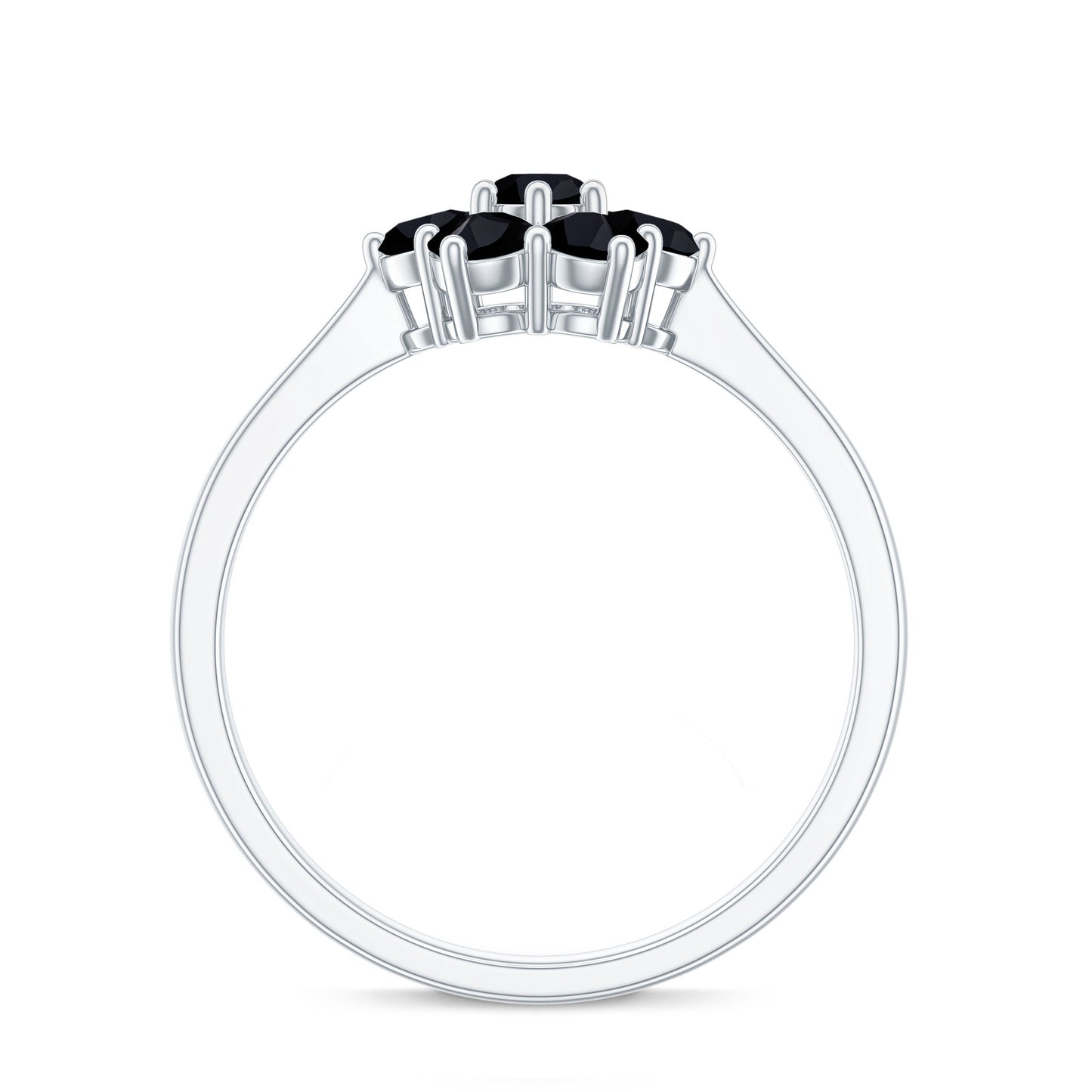 Genuine Black Onyx Flower Engagement Ring With Certificate