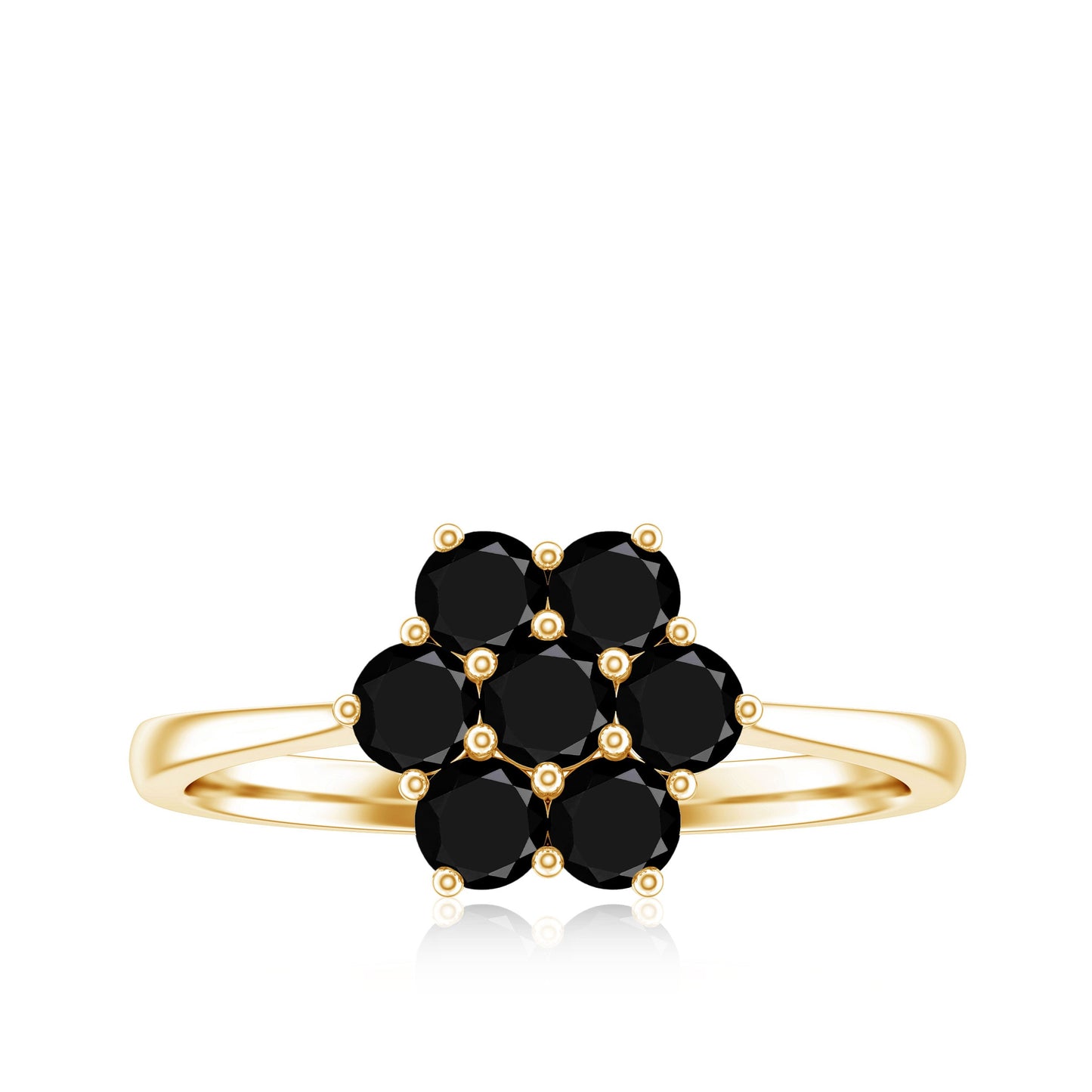 Genuine Black Onyx Flower Engagement Ring With Certificate