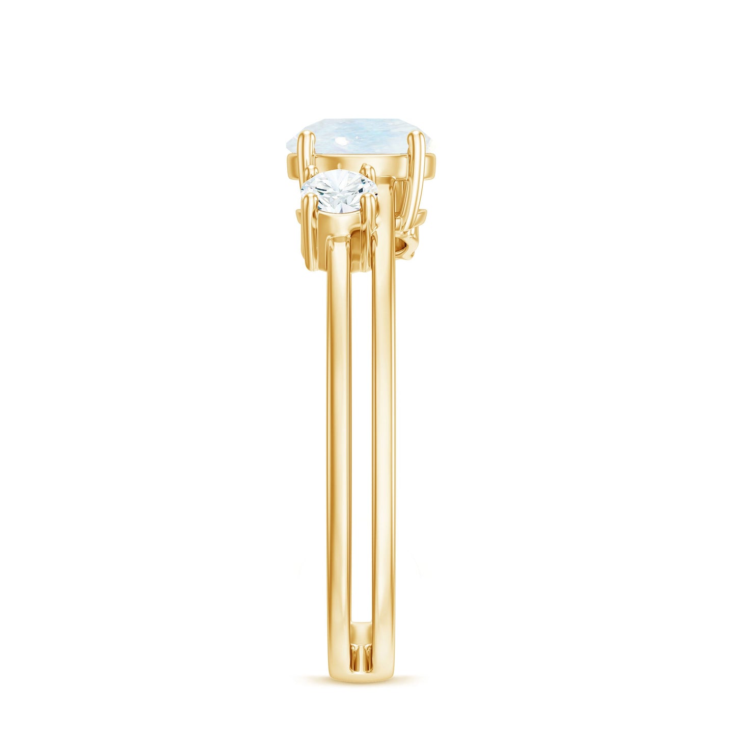 0.3 Carat Moonstone Solitaire Double Band Ring with Diamond