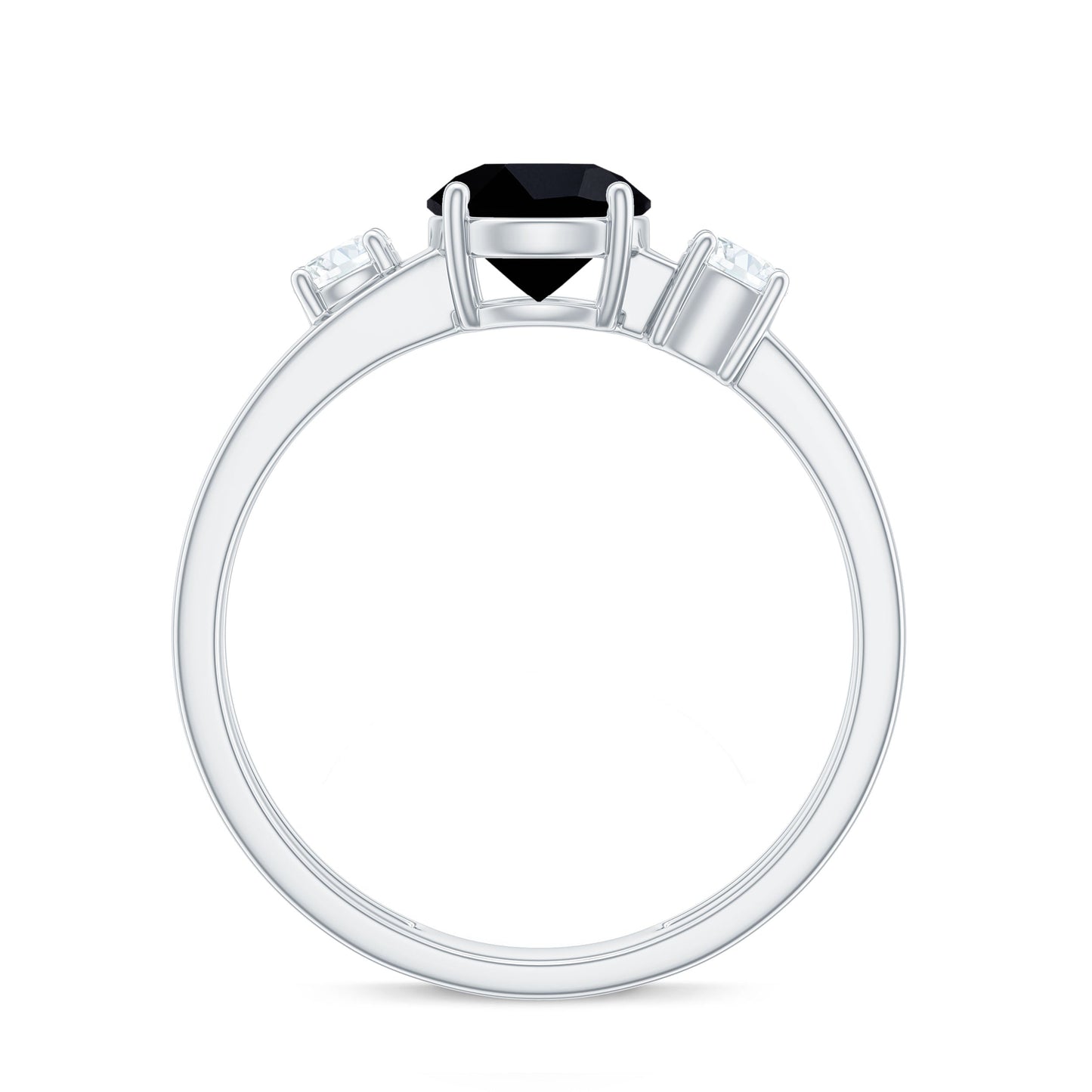Real Black Onyx and Diamond Double Band Engagement Ring