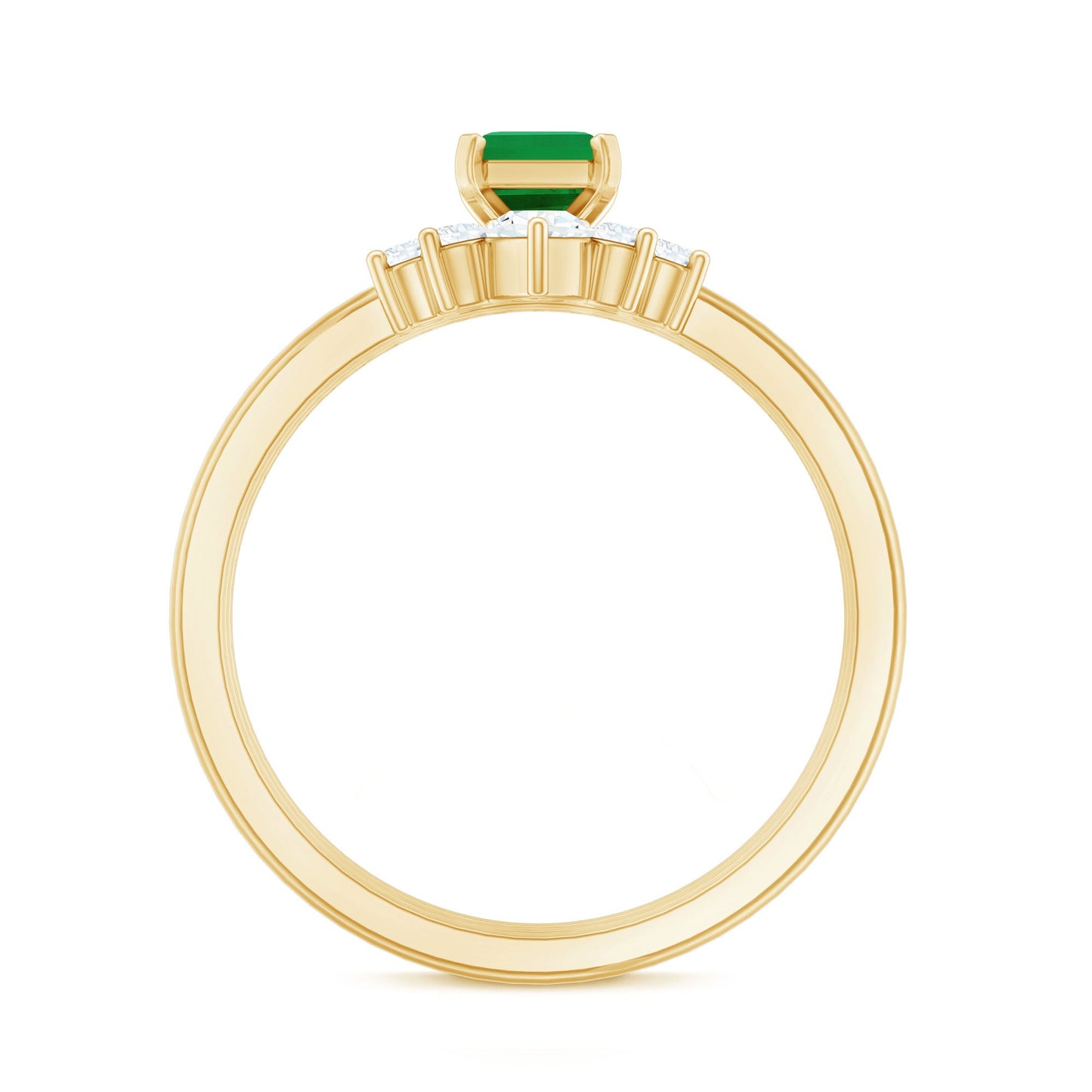 0.6 Carat Natural Emerald Cut Emerald Diamond Bridal Ring Set of 3
