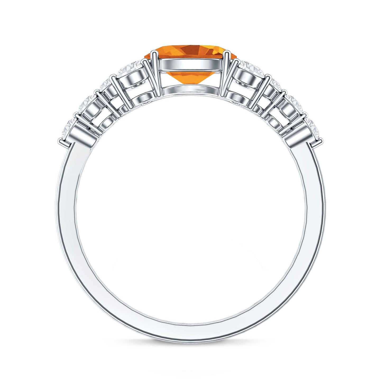 Certified Real Oval Citrine East West Engagement Ring with Diamond