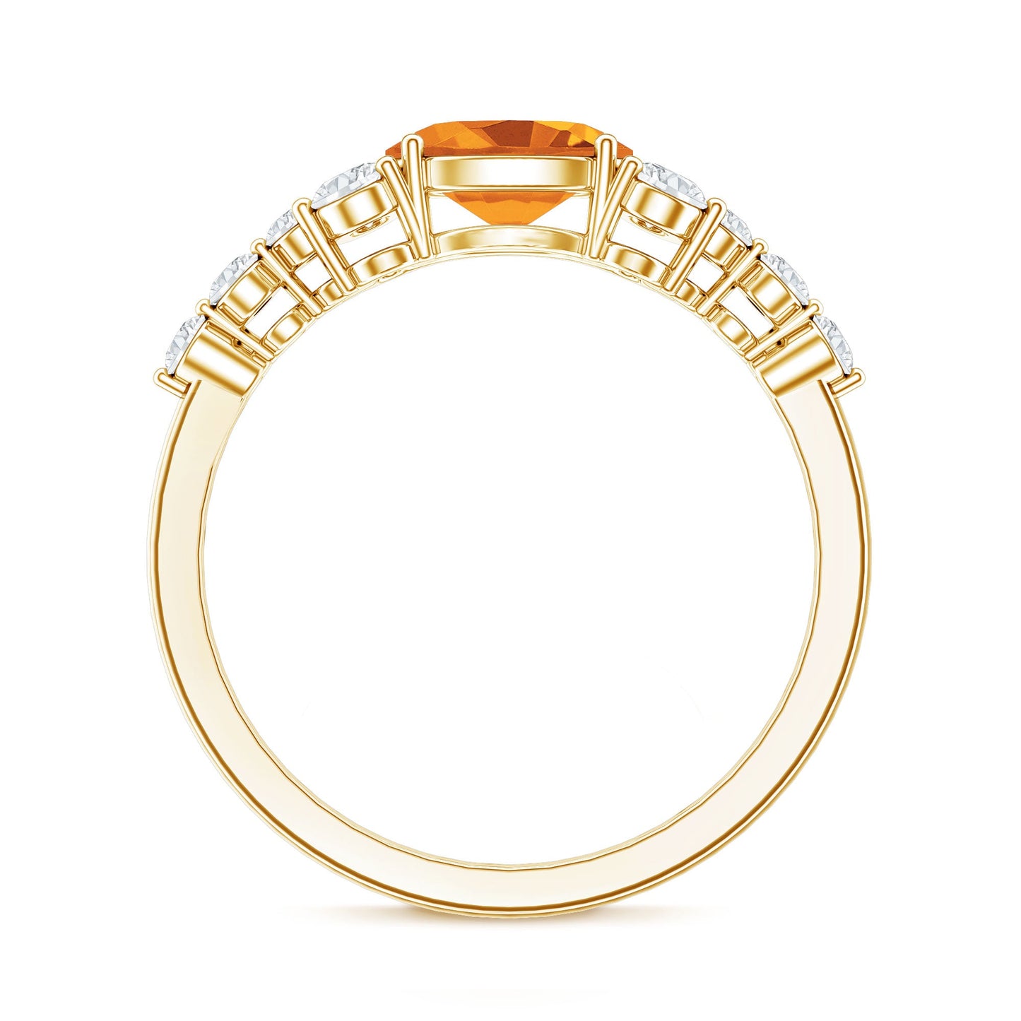 Certified Real Oval Citrine East West Engagement Ring with Diamond