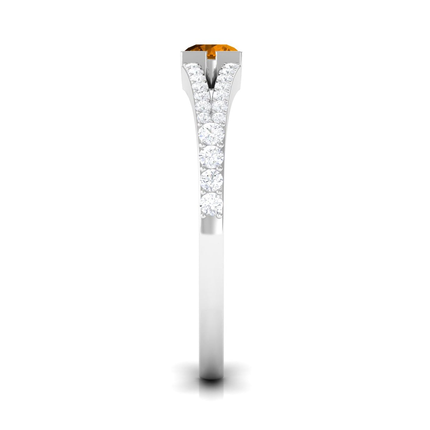 0.50 CT Split Shank Citrine Promise Ring with Diamond Accent