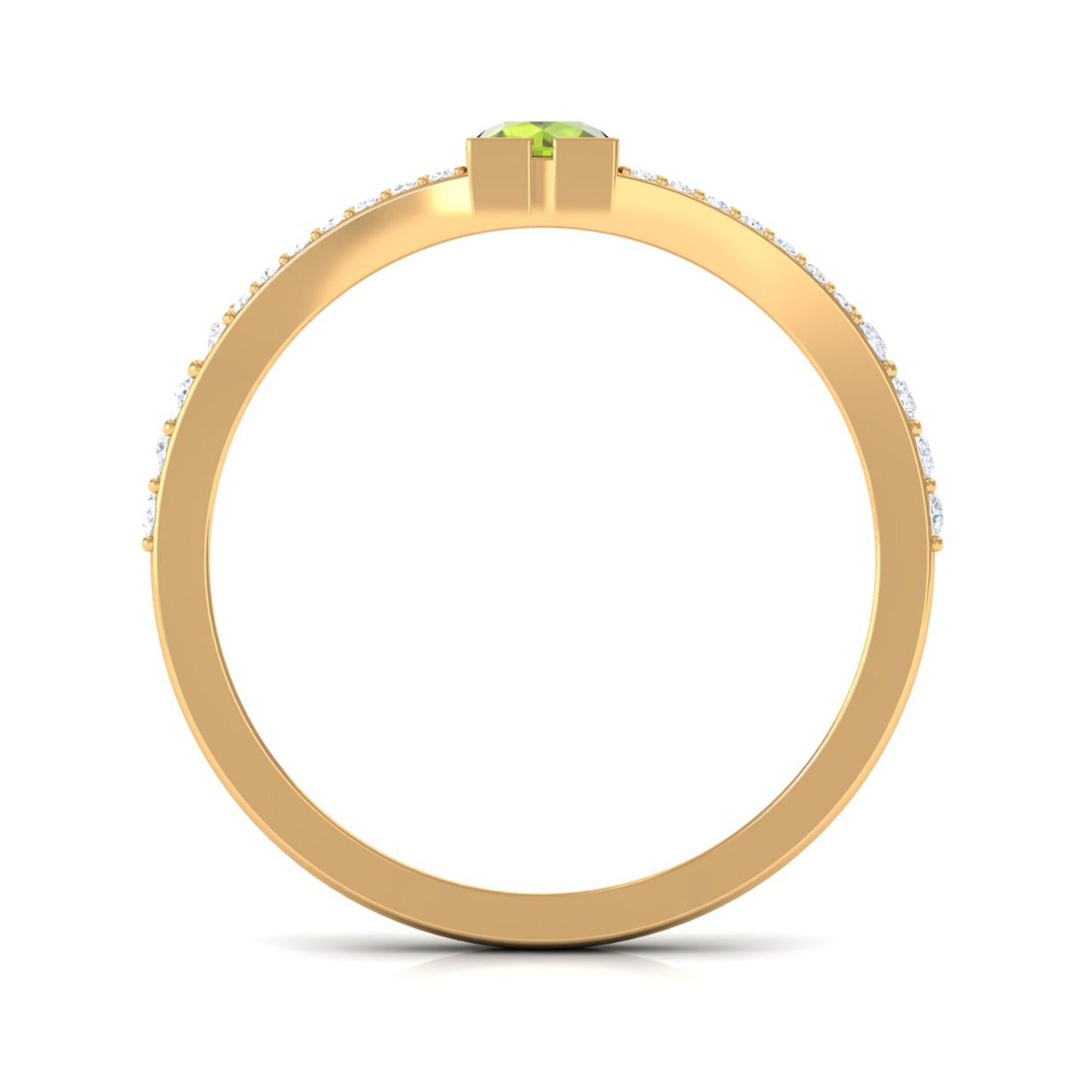 0.50 CT Split Shank Peridot Promise Ring with Diamond Accent