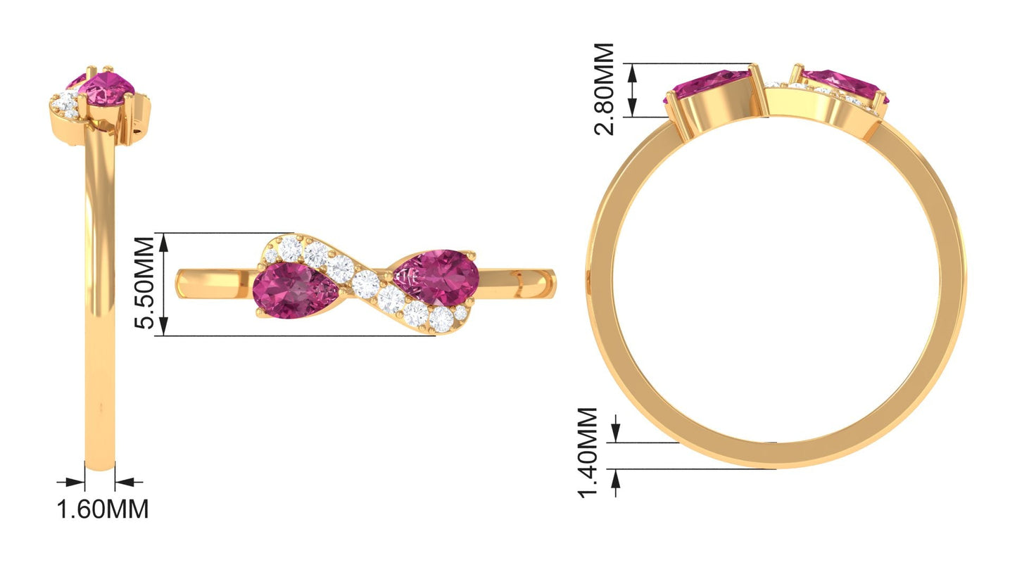 Pink Tourmaline Infinity Promise Ring with Diamond