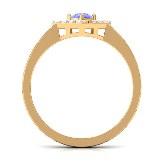 0.5 Carat Minimal Tanzanite and Diamond Ring