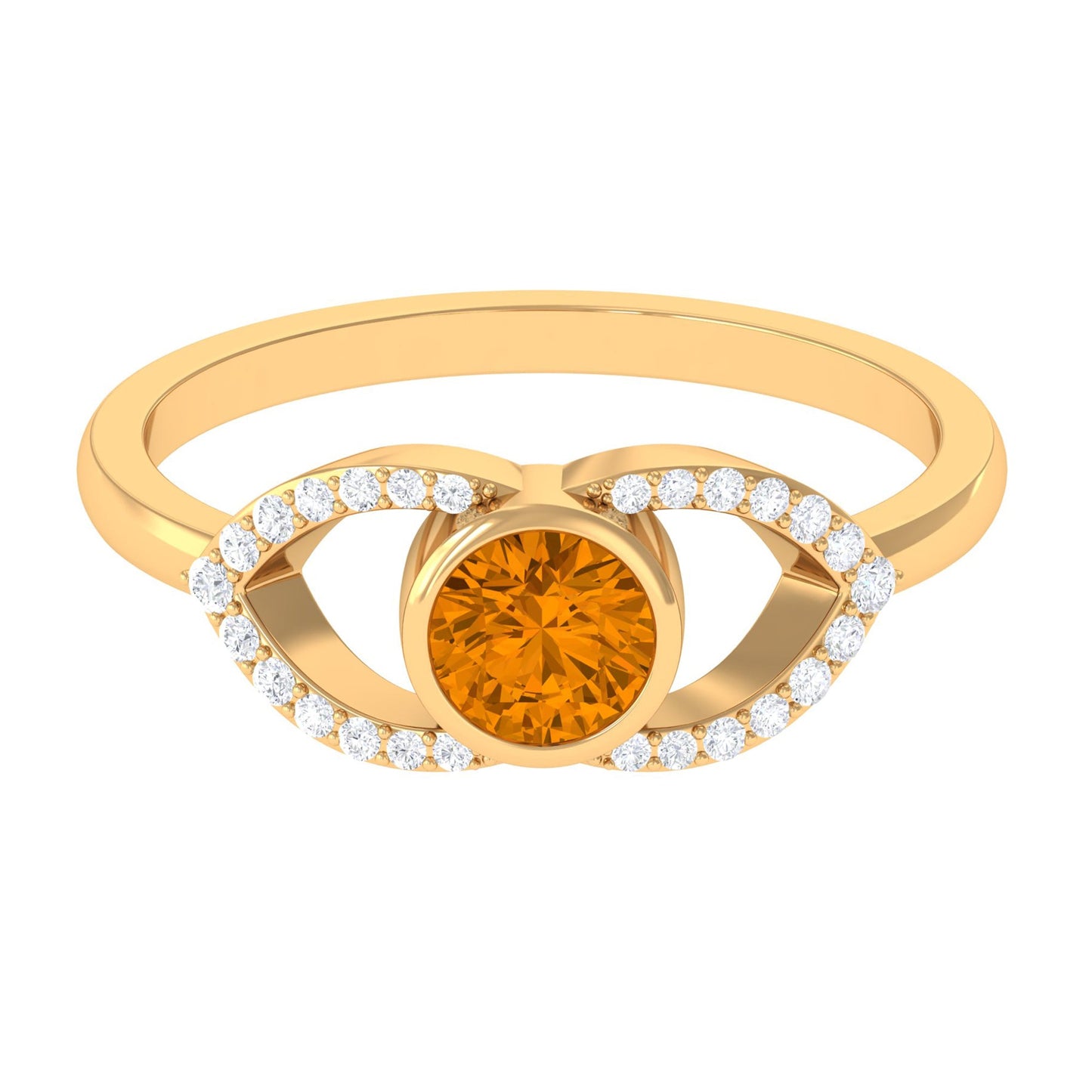 0.5 Carat Split Shank Citrine Solitaire Ring with Diamond Accent