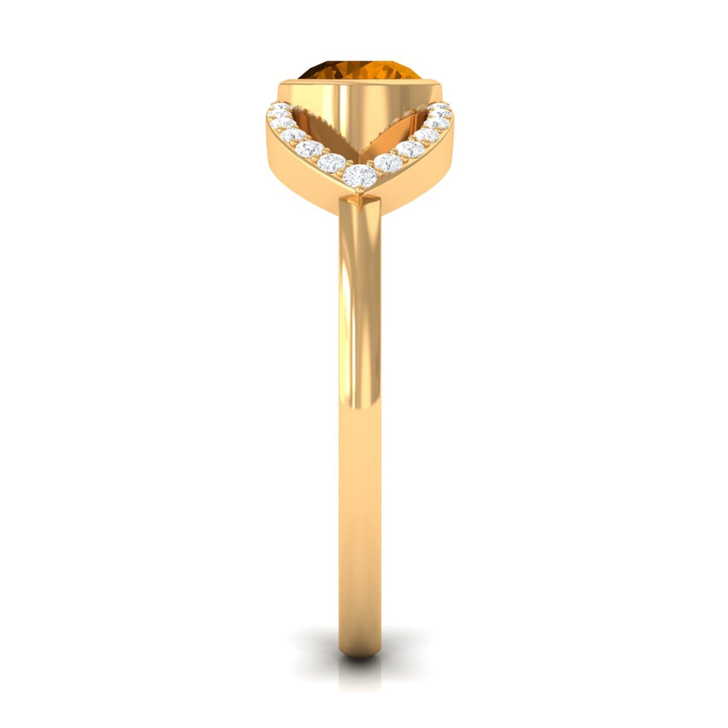 0.5 Carat Split Shank Citrine Solitaire Ring with Diamond Accent