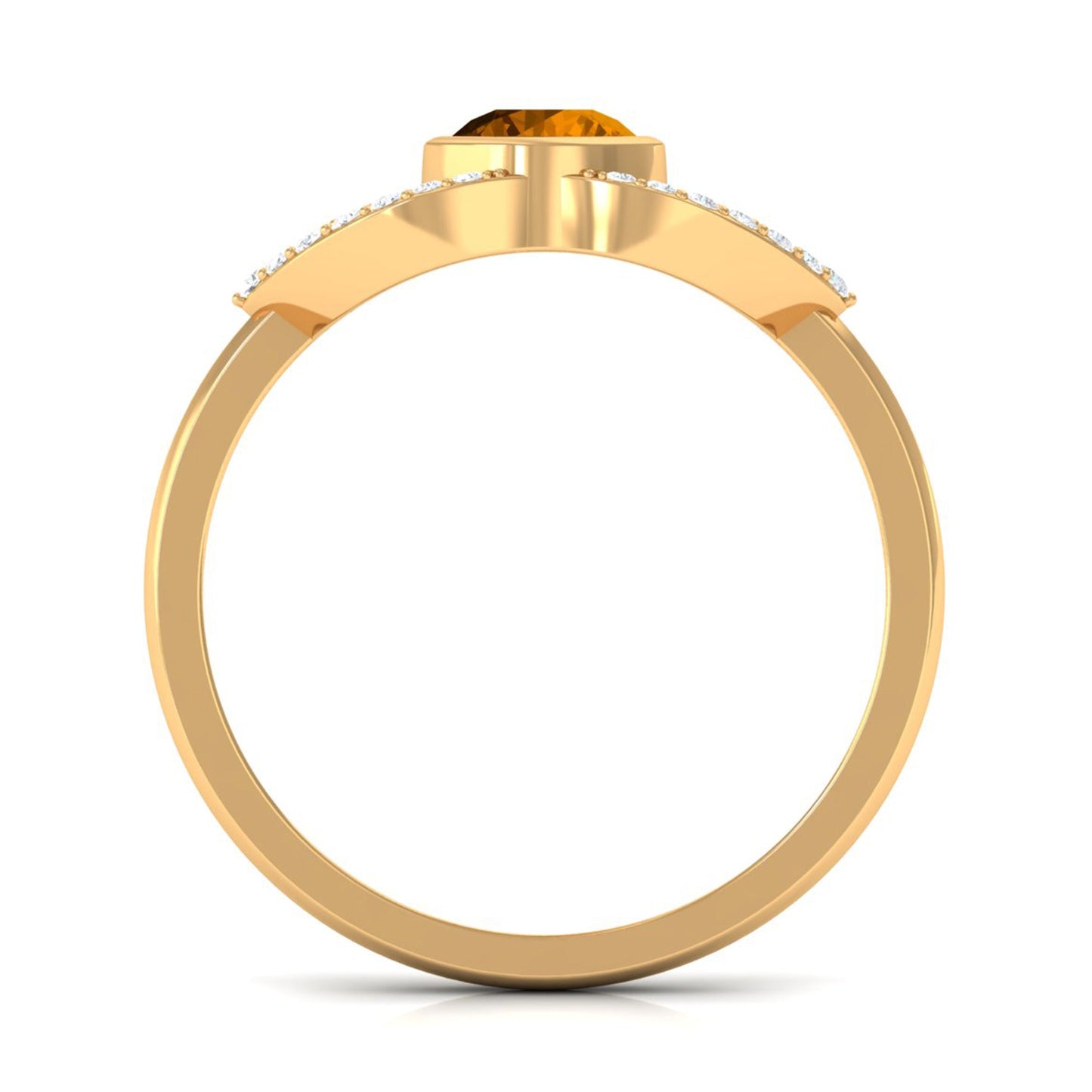 0.5 Carat Split Shank Citrine Solitaire Ring with Diamond Accent