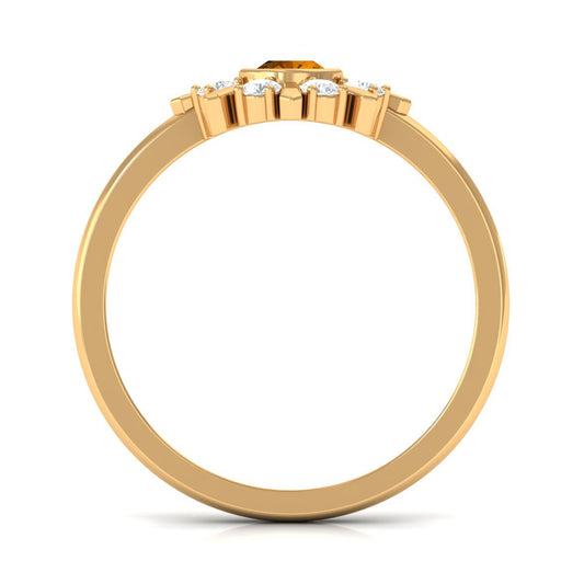 0.50 CT Citrine Statement Ring with Diamond Stones