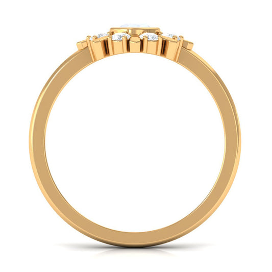 0.3 Carat Bezel Set Moonstone and Diamond Statement Ring