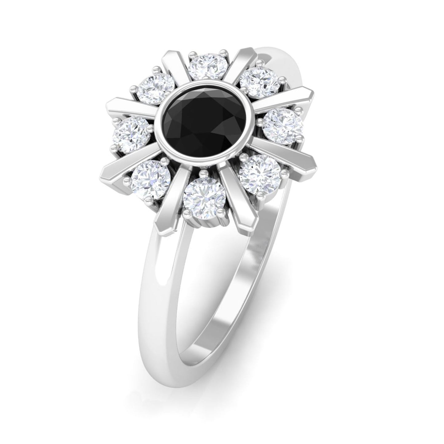 0.4 Carat Black Spinel and Diamond Statement Ring