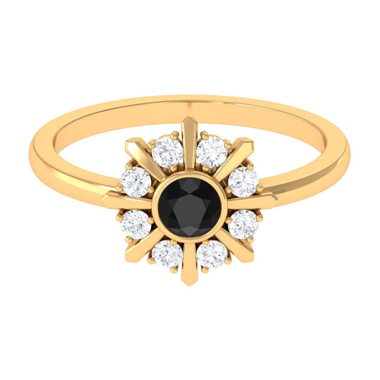 0.4 Carat Black Spinel and Diamond Statement Ring