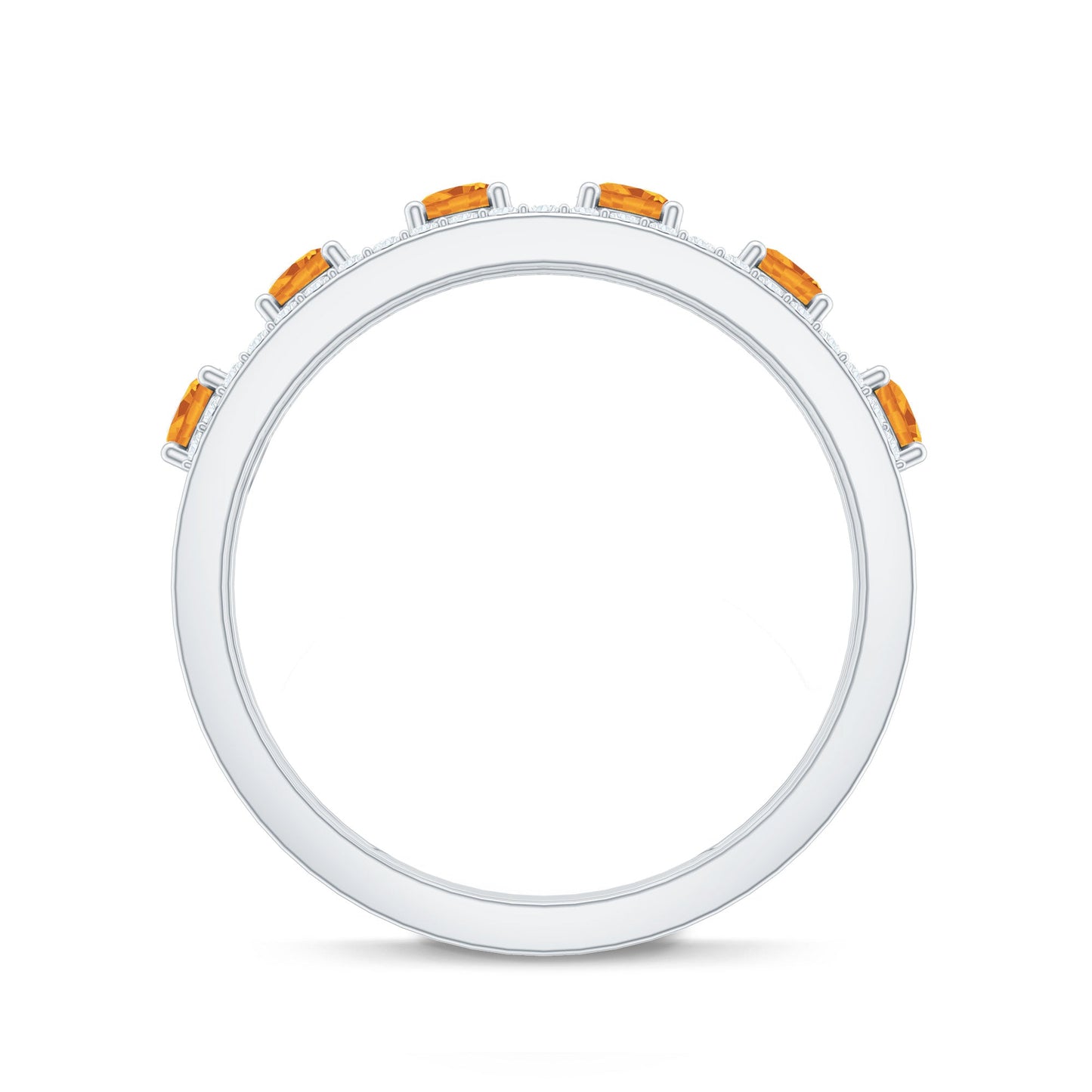 Natural Citrine Diamond Half Eternity Band Ring for Anniversary