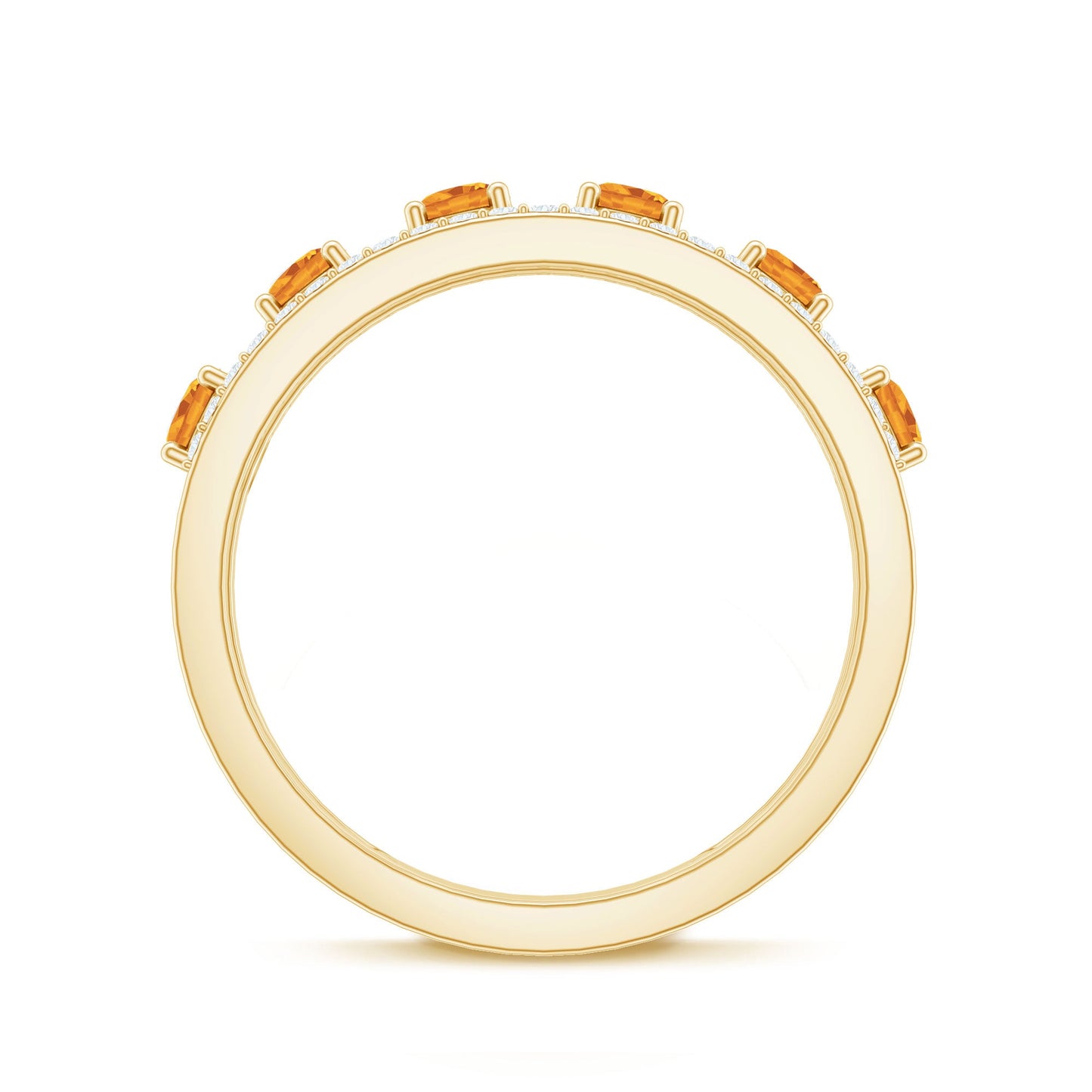 Natural Citrine Diamond Half Eternity Band Ring for Anniversary