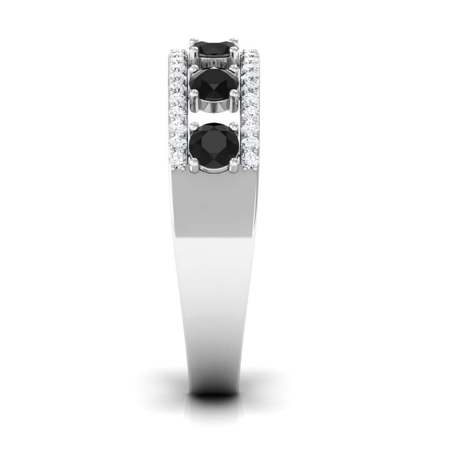 Black Spinel Anniversary Band Ring with Diamond