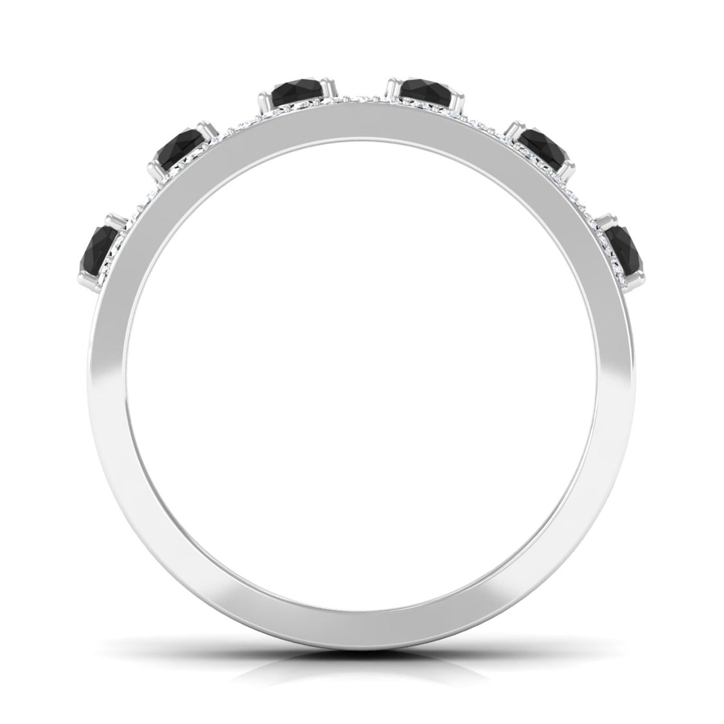 Black Spinel Anniversary Band Ring with Diamond
